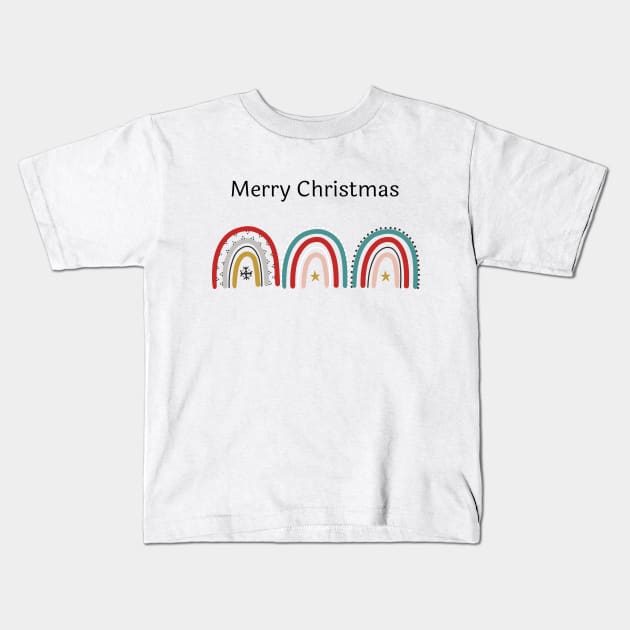 merry christmas cute rainbow gift Kids T-Shirt by Ashden